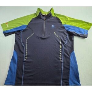 Black Yak Polartec Mens Quarter Zip Short Sleeve Shirt Navy Blue Green Hiking L